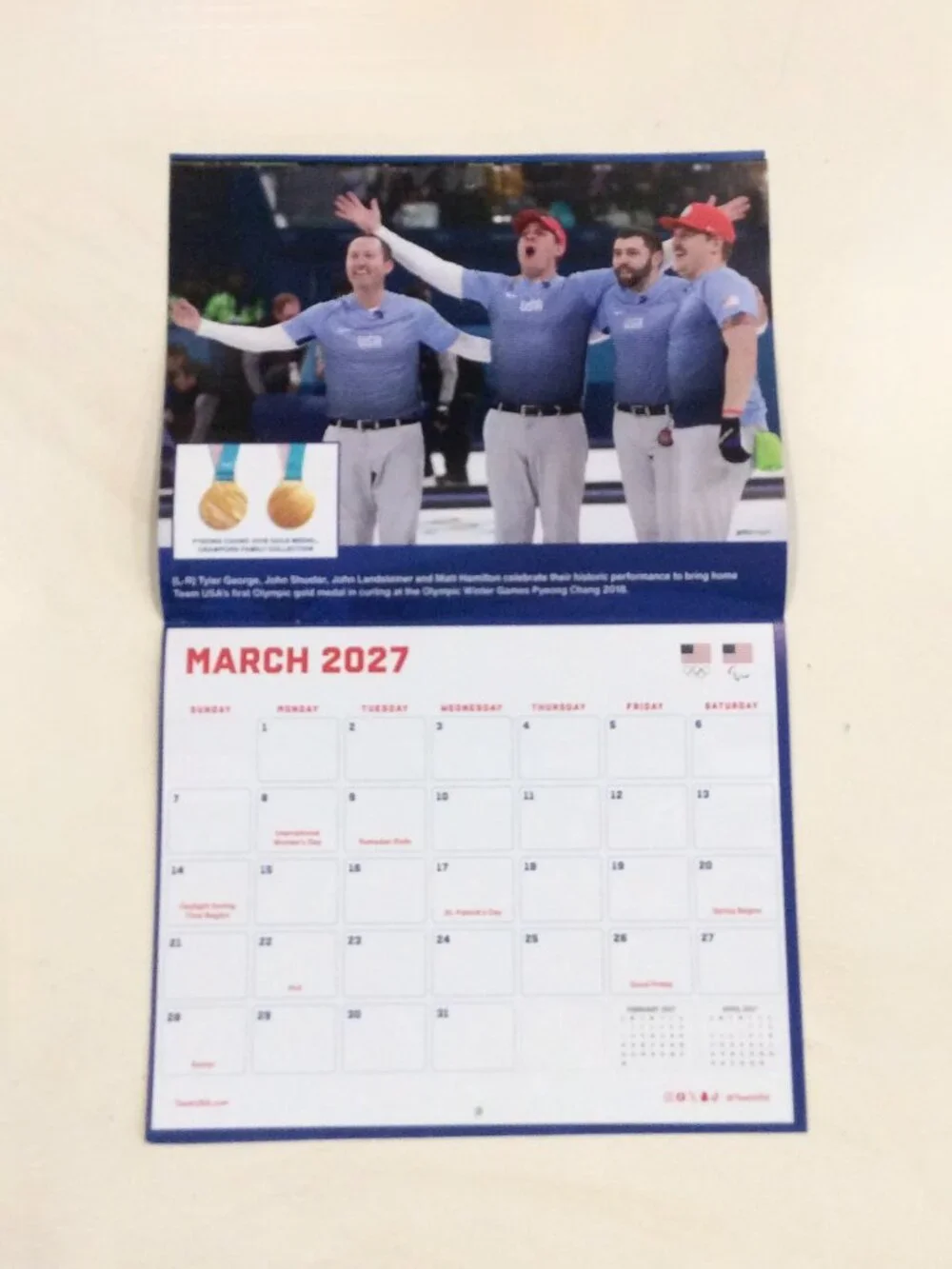 2027 Team USA 16-Month Wall Calendar 10.5